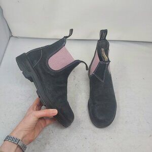 Blundstone Black Leather Boots with Pink Panels